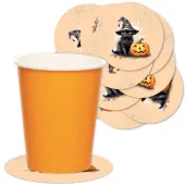 podkladki papierowe halloween cukierek albo psikus z kotem 9 5 cm 12 szt