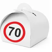 podziekowania dla gosci pudeleczka na slodycze 70 urodziny traffic birthday 7 5 x 6 5 cm 6 szt