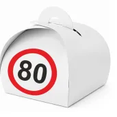 podziekowania dla gosci pudeleczka na slodycze 80 urodziny traffic birthday 7 5 x 6 5 cm 6 szt
