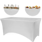 pokrowiec na stol bankietowy dekoracja na urodziny wesele komunie kolacje bialy 183x76x74 cm