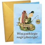 prezent dla wedkarza na urodziny kartka okolicznosciowa urodzinowa zlota rybka personalizacja