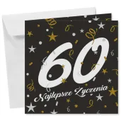 prezent na 60 urodziny kartka okolicznosciowa glamour czarna upominek pamiatka z koperta
