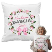prezent na dzien babci poszewka na poduszke z imieniem kochana babcia personalizowana 40 x 40