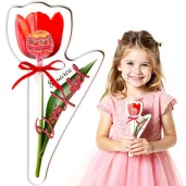 prezent na dzien kobiet dekoracja na lizaka tulipan do przedszkola szkoly pracy 18 cm