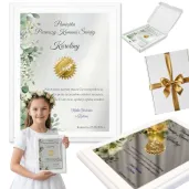 prezent na pierwsza komunie swieta personalizowana pamiatka komunijna w drewnie obrazek ramka