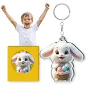 prezent na wielkanoc zajaca brelok do kluczy bialy krolik z koszyczkiem