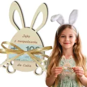 prezent na wielkanoc zajaca karnet na banknot pieniadze jajko z niespodzianka uszy zajaca