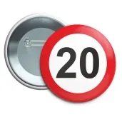 przypinka 20 urodziny traffic birthday okragla 56 mm