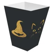 pudelka na popcorn czarownica i kot halloweenowe party congee 6 szt