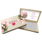 pudelko na czekolade szkatulka mama i tulipany prezent na dzien matki 20x10 5 cm