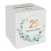 pudelko na telegramy skrzynka na koperty i pienidze 25 rocznica slubu srebrne gody biala
