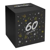 pudelko na telegramy skrzynka na koperty i pienidze 60 urodziny glamour czarne
