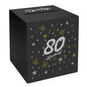 pudelko na telegramy skrzynka na koperty i pienidze 80 urodziny glamour czarne