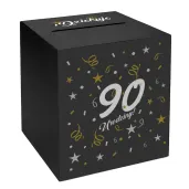 pudelko na telegramy skrzynka na koperty i pienidze 90 urodziny glamour czarne