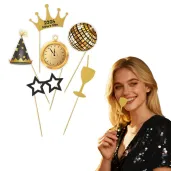 rekwizyty do zdjec na sylwestra fotogadzety szampanski nowy rok 2026 6 szt