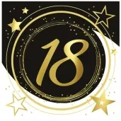 serwetki 18 urodziny gwiazdy czarno zloty guirca 33 cm 12 szt