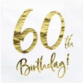 serwetki 60 urodziny 60th birthday partydeco biale 33 cm 20 szt