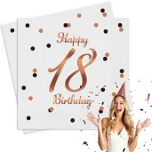 serwetki happy birthday 18 b c rozowo zloty godan 33 cm 20 szt