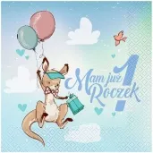 serwetki mam juz roczek kangurek niebieski godan 33 cm 20 szt