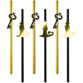 slomki blyszczace andrzejki klucz i swieca zloto czarne 19 5 cm 6 szt
