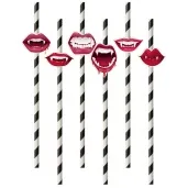 slomki halloween i krwawe usta w paski 19 5 cm 6 szt