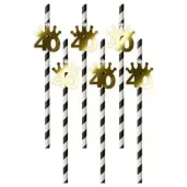 slomki liczba 40 korona z cyrkonia zlote 19 5cm 6 szt