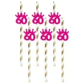 slomki liczba 60 korona z cyrkonia fuksja 19 5cm 6 szt