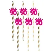 slomki liczba 90 korona z cyrkonia fuksja 19 5cm 6 szt