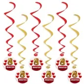 swiderki wiszace dzien kobiet 8 marca czerwono zlote 6 szt