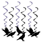 swiderki wiszace halloween kruki czarno fioletowe 6 szt