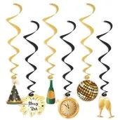 swiderki wiszace szampanski nowy rok zloto czarne 6 szt