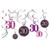 swiderki wiszace urodziny 30 pink celebration amscan 12 szt