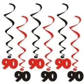 swiderki wiszace urodziny 90 czarno czerwone 6 szt