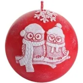 swieca zimowe sowy kula czerwona bartek candles 80 mm
