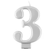 swieczka na tort 3 srebrna godan