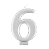 swieczka na tort 6 srebrny godan