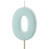 swieczka na tort cyfra 0 niebieski partydeco 10 cm