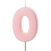 swieczka na tort cyfra 0 rozowy partydeco 10 cm