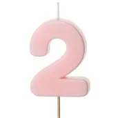 swieczka na tort cyfra 2 rozowy partydeco 10 cm