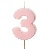 swieczka na tort cyfra 3 rozowy partydeco 10 cm
