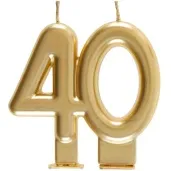 swieczka na tort cyfra 40 zlota santex 9 cm