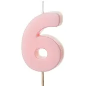 swieczka na tort cyfra 6 rozowy partydeco 10 cm