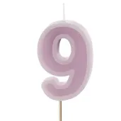 swieczka na tort cyfra 9 fioletowy partydeco 10 cm