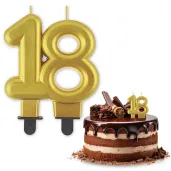 swieczka na tort liczba 18 beauty and charm zlota godan 8 cm