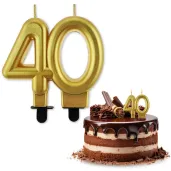 swieczka na tort liczba 40 beauty and charm zlota godan 8 cm