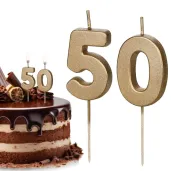 swieczki na tort liczba 50 zloty 4 5 cm 2 szt