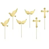 szpilki drewniane i komunia swieta zloty metalic partydeco 11 cm 6 szt