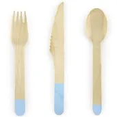 sztucce drewniane classic niebieskie jasne 16 cm 18 szt