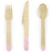 sztucce drewniane classic rozowe jasne 16 cm 18 szt