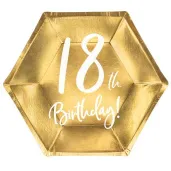 talerzyki 18th birthday zlote partydeco 6 szt